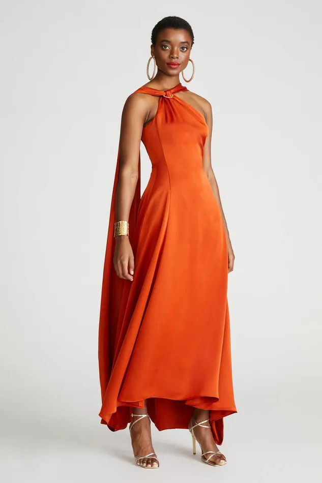 Gowns Women Halston Genevieve Gown In Satin Rooibos
