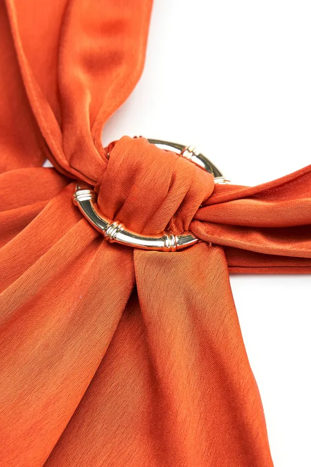Gowns Women Halston Genevieve Gown In Satin Rooibos
