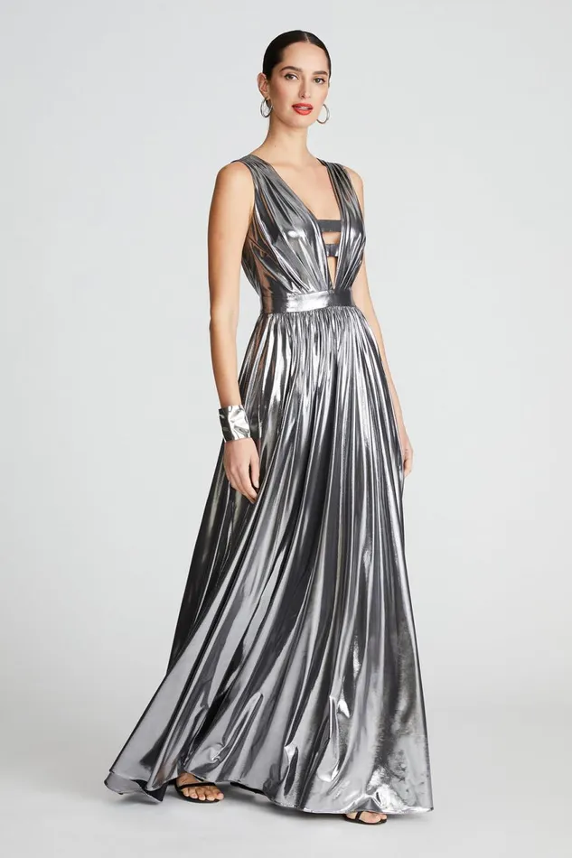 Gowns Women Halston Titania Gown In Foil Jersey Luster
