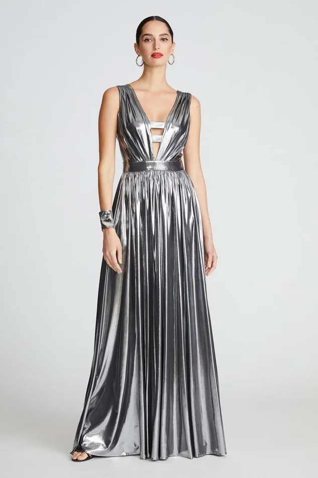 Gowns Women Halston Titania Gown In Foil Jersey Luster