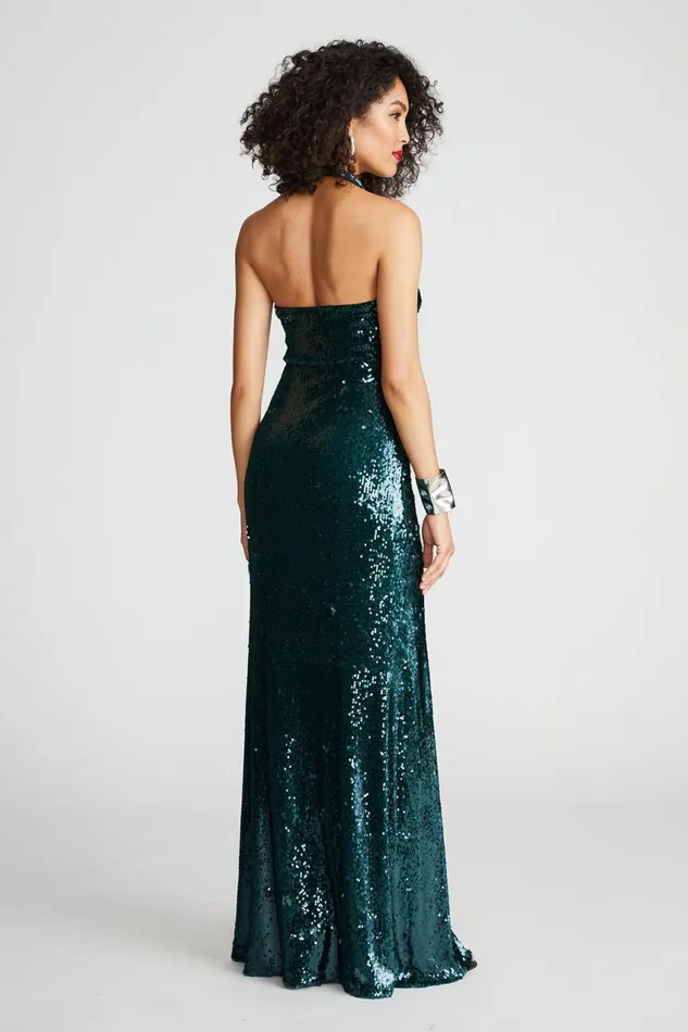 Gowns Women Halston Tova Gown In Tinted Sequin Atlantic