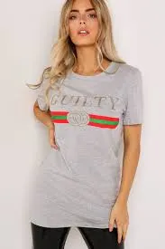 Grey Guilty039 Slogan Tee Women Missfiga TShirts