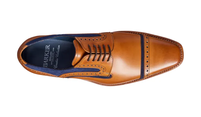 Haig 8211 Cedar Calf Blue Suede Men Barker Shoes Mens Brogues