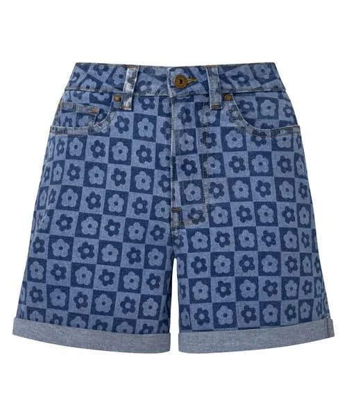 Happy Flower Denim Shorts Blue Apparel Jeans and Trousers Joebrowns