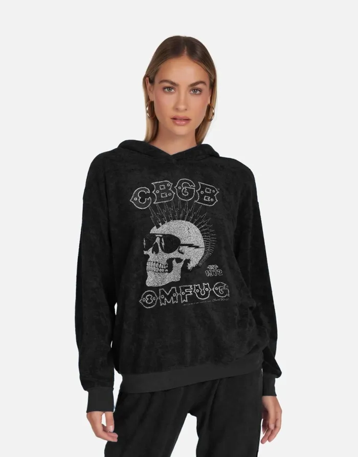 Harmony Crystal CBGB Punk Skull Black Women039s Lauren Moshi Long Sleeve