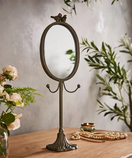 Homeware Blissful Bird Mirror and Jewellery Stand Black Nature Dcor Joebrowns