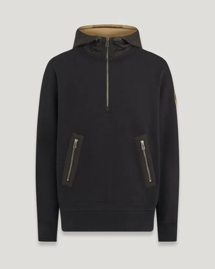 Hoodies and Sweatshirts Men Belstaff Centenary Hooded Sweatshirt Black British Khaki