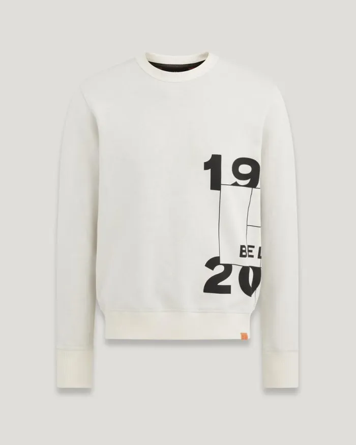 Hoodies and Sweatshirts Men Belstaff Centenary Logo Sweatshirt Chalk British Khaki