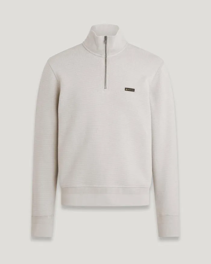 Hoodies and Sweatshirts Men Belstaff Works Quarter Zip Sweatshirt Chrome Grey