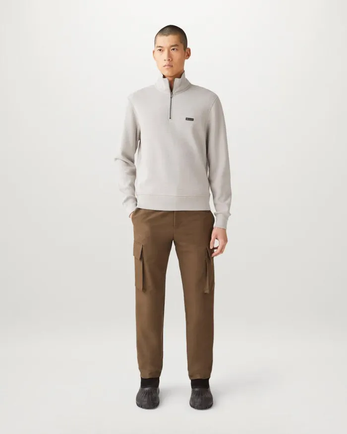 Hoodies and Sweatshirts Men Belstaff Works Quarter Zip Sweatshirt Chrome Grey