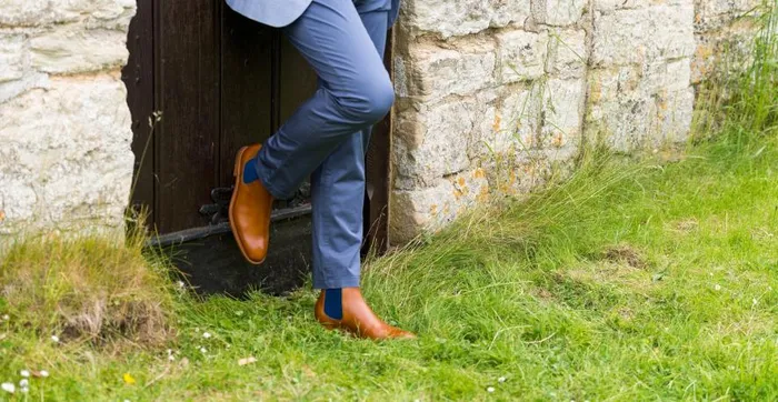 Hopper 8211 Cedar Calf Navy Elastic Men Barker Shoes Mens Boots