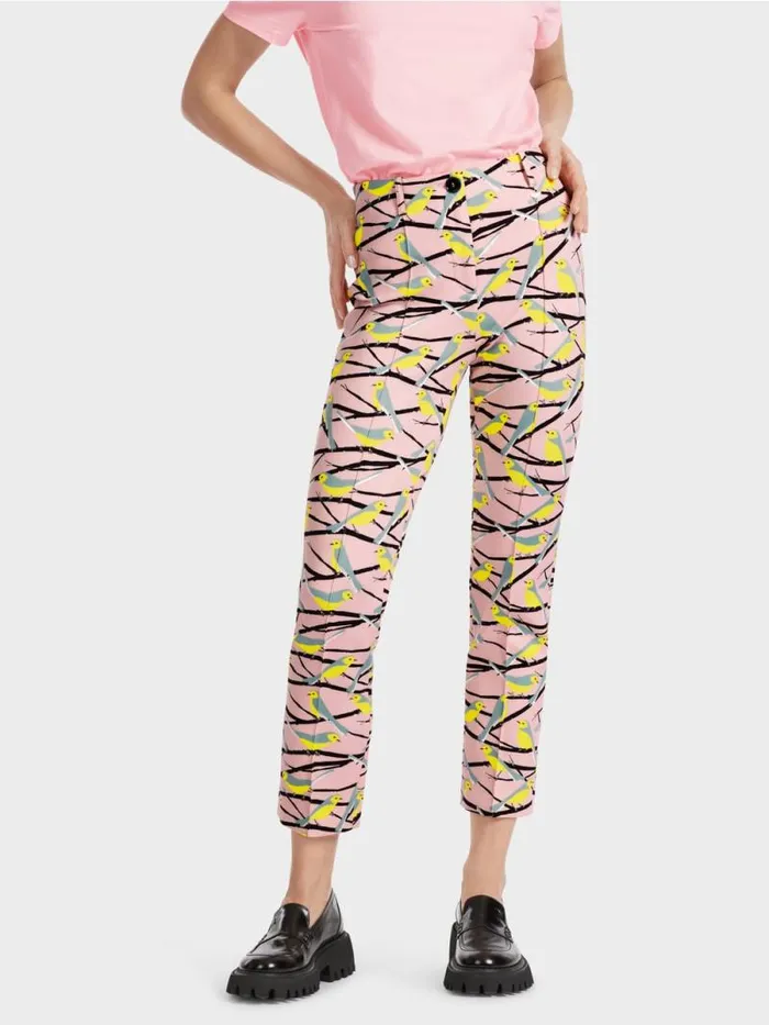 Hosen Damen Marc Cain Pants SYDNEY Im VogelDessin Soft Powder Pink