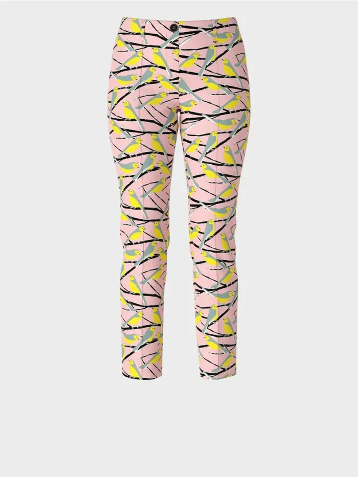 Hosen Damen Marc Cain Pants SYDNEY Im VogelDessin Soft Powder Pink