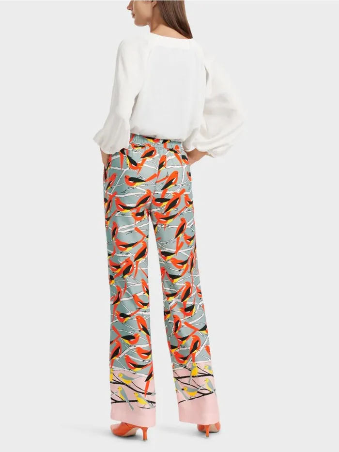 Hosen Damen Marc Cain Pants WASHINGTON Mit VogelDessin Dark Sky Blue