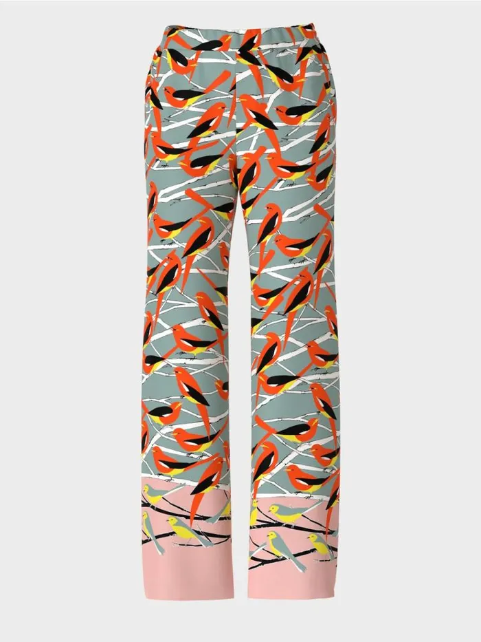 Hosen Damen Marc Cain Pants WASHINGTON Mit VogelDessin Dark Sky Blue
