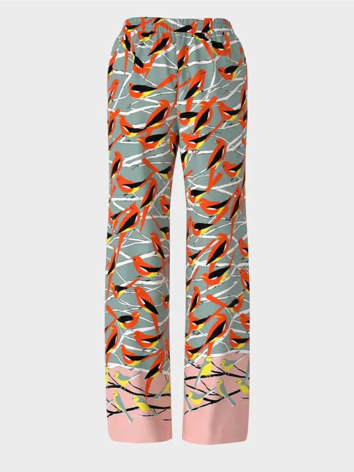 Hosen Damen Marc Cain Pants WASHINGTON Mit VogelDessin Dark Sky Blue