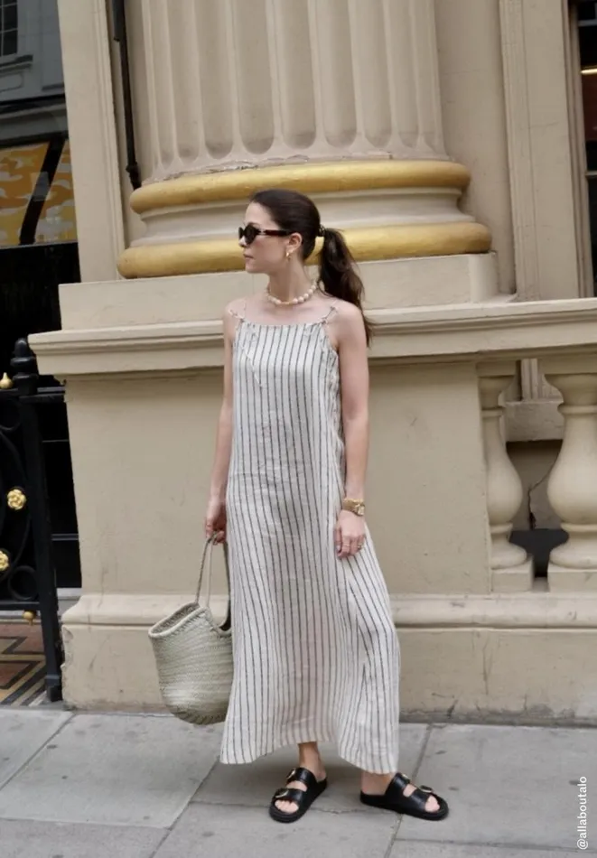 Hush Dresses Women Aanya Two Way Linen Maxi Dress Speckle Stripe Navy Hush Dresses Women Aanya Two Way Linen Maxi Dress Speckle Stripe Navy