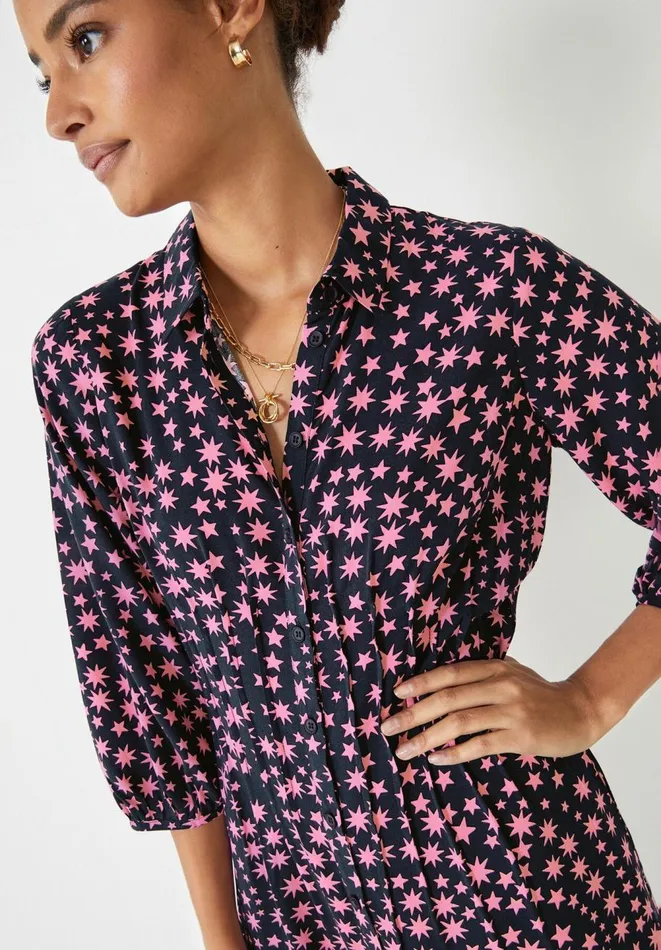 Hush Dresses Women Cindy Shirt Dress Bright Star Navypink Hush Dresses Women Cindy Shirt Dress Bright Star Navypink