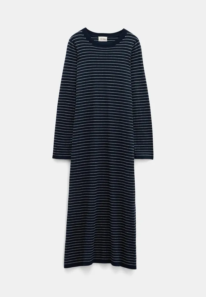 Hush Dresses Women Dixie Cotton Striped Knitted Dress Midnight Navy Ecru Hush Dresses Women Dixie Cotton Striped Knitted Dress Midnight Navy Ecru