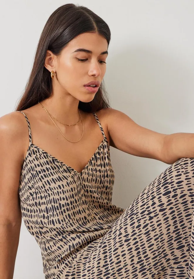 Hush Dresses Women Eloise Printed Maxi Slip Dress Contrast Mark Neutral