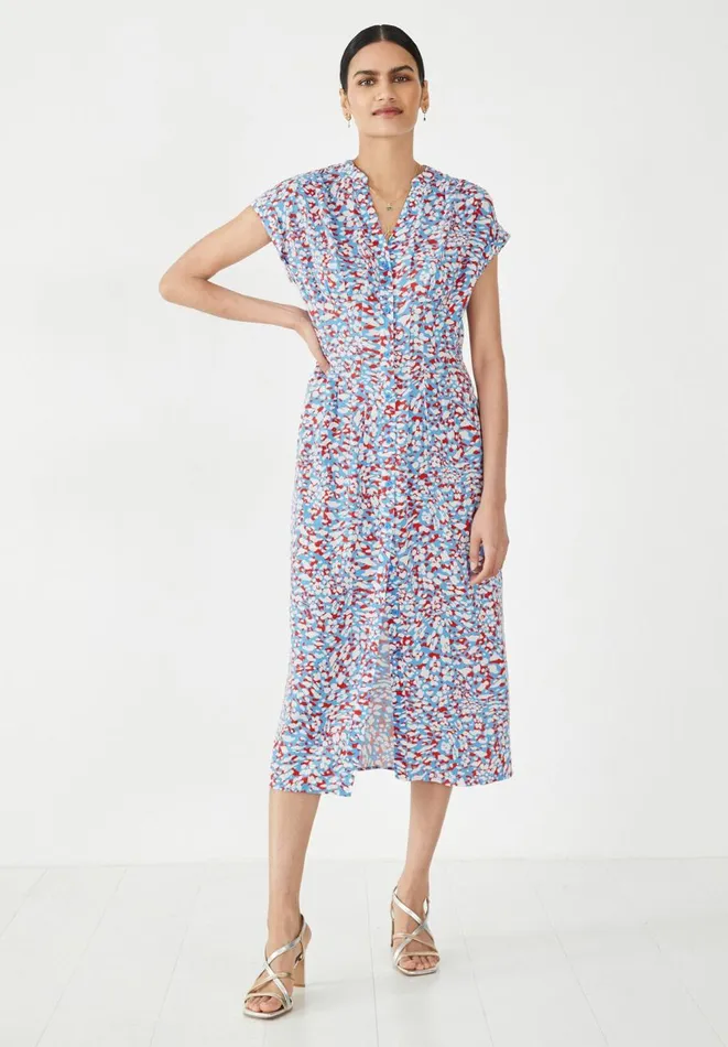 Hush Dresses Women Posy Collarless Shirt Dress Animal Mark Floral