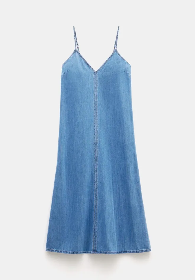 Hush Dresses Women Saskia Denim Slip Maxi Dress Light Blue Authentic