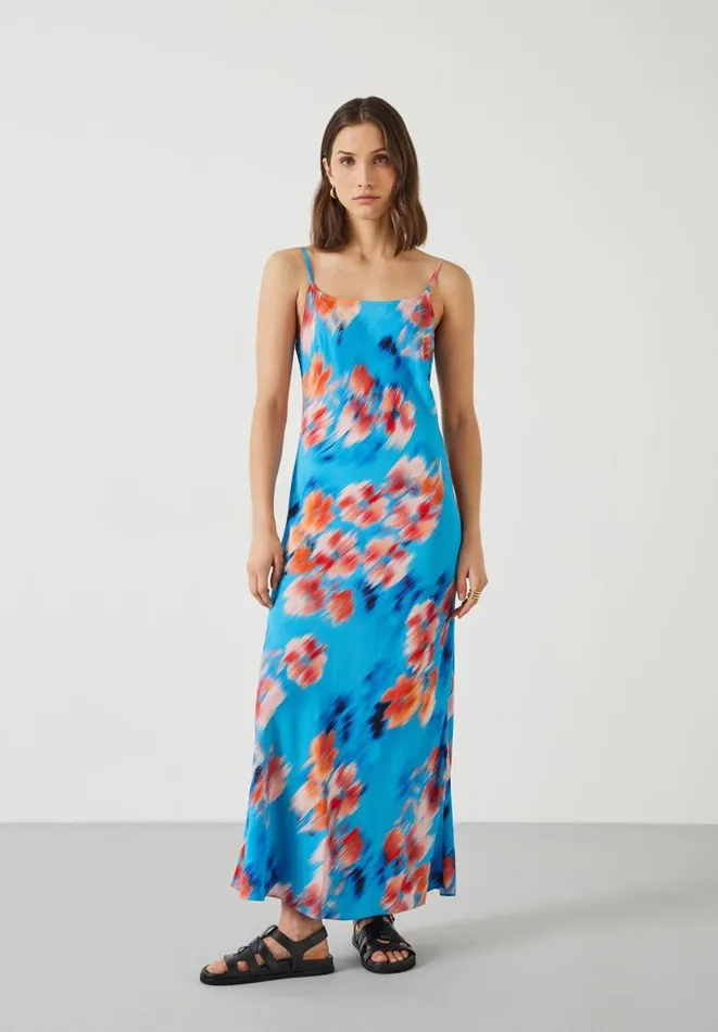 Hush Dresses Women Skye Slip Maxi Dress Blurred Floral Blue