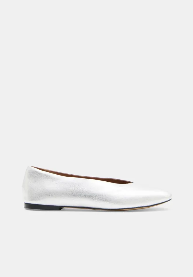 Hush Flats Women Monroe Leather Ballet Pump Silver