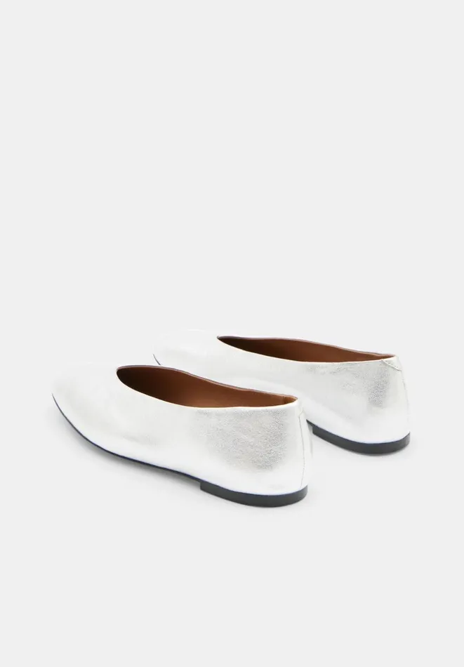 Hush Flats Women Monroe Leather Ballet Pump Silver Hush Flats Women Monroe Leather Ballet Pump Silver