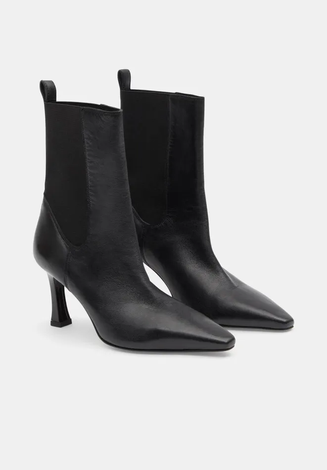 Hush Heels Women Leather Chelsea Stiletto Boots Black