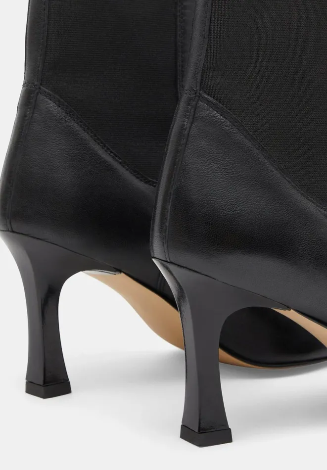 Hush Heels Women Leather Chelsea Stiletto Boots Black