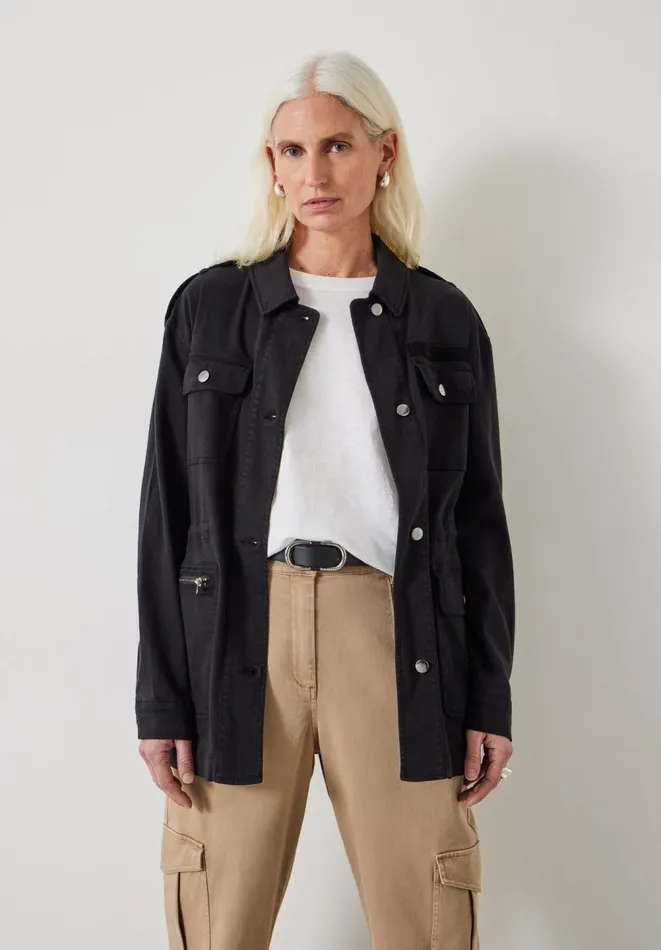 Hush Jackets and Coats Women Eloise Relaxed Utility Jacket Washed Black