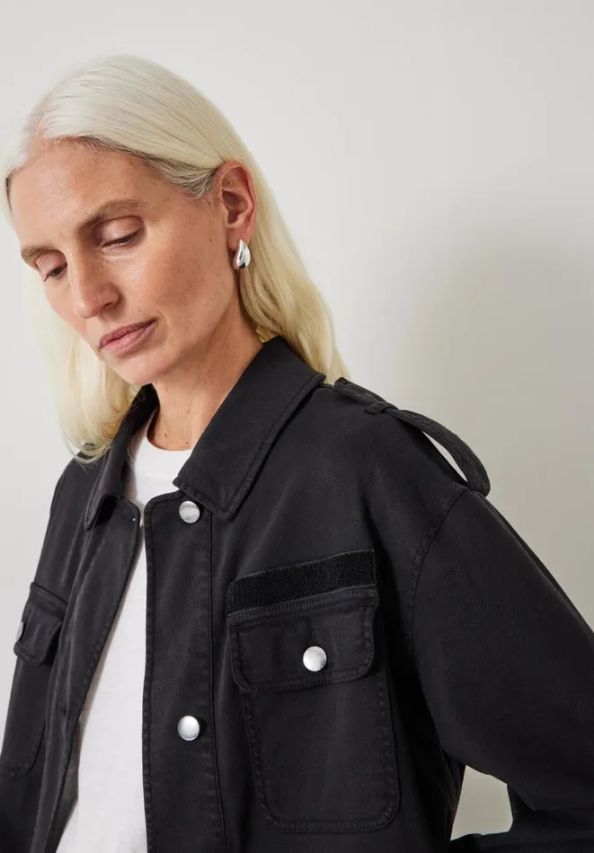 Hush Jackets and Coats Women Eloise Relaxed Utility Jacket Washed Black Hush Jackets and Coats Women Eloise Relaxed Utility Jacket Washed Black