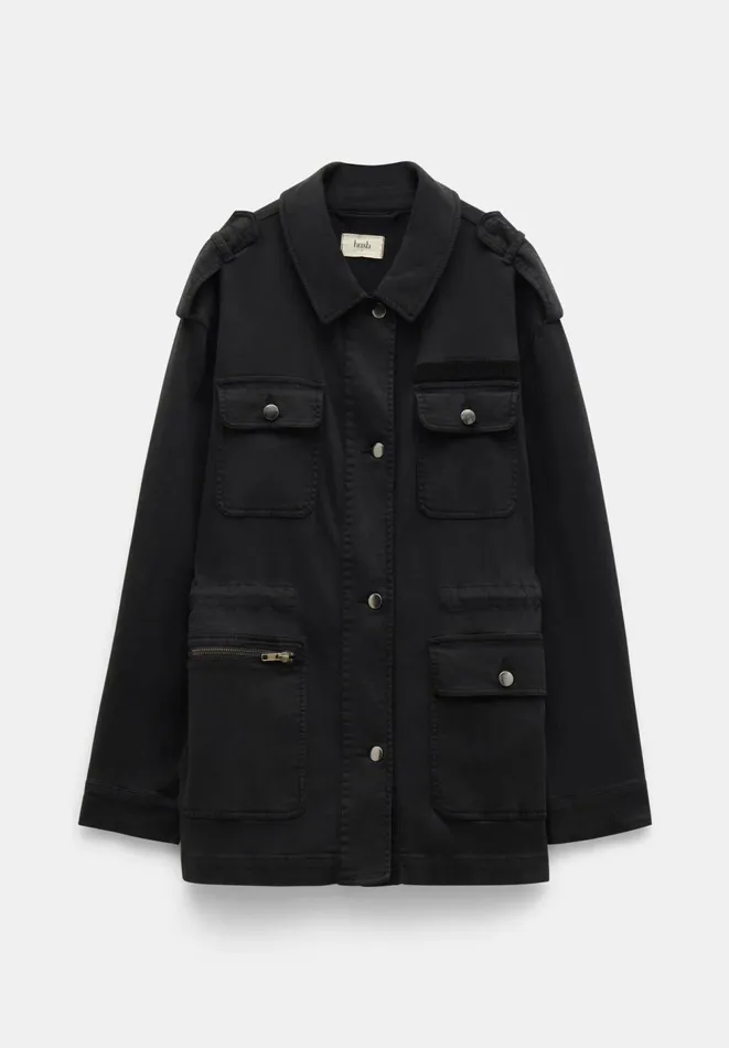 Hush Jackets and Coats Women Eloise Relaxed Utility Jacket Washed Black Hush Jackets and Coats Women Eloise Relaxed Utility Jacket Washed Black
