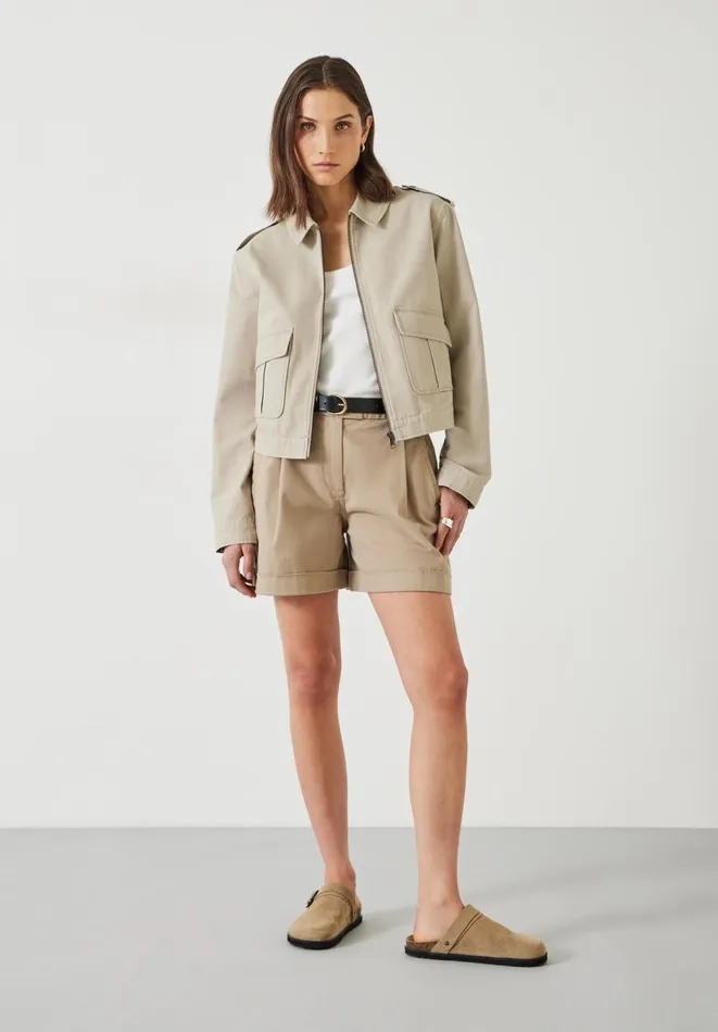 Hush Jackets and Coats Women Laurie Zip Up Utility Jacket Stone