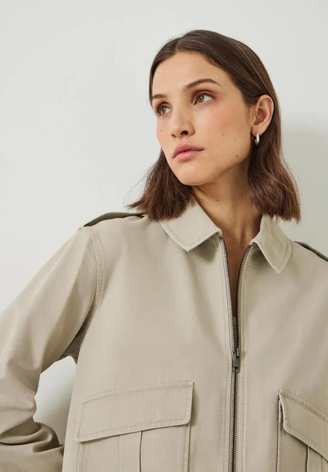 Hush Jackets and Coats Women Laurie Zip Up Utility Jacket Stone