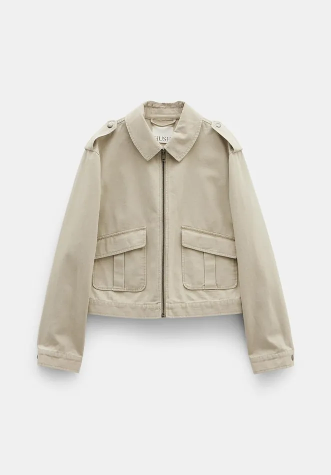 Hush Jackets and Coats Women Laurie Zip Up Utility Jacket Stone