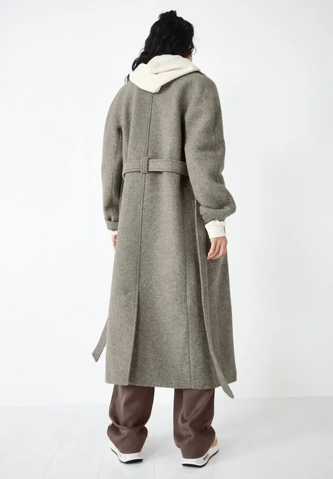 Hush Jackets and Coats Women Pepper Belted Coat Oatmeal Wool Hush Jackets and Coats Women Pepper Belted Coat Oatmeal Wool