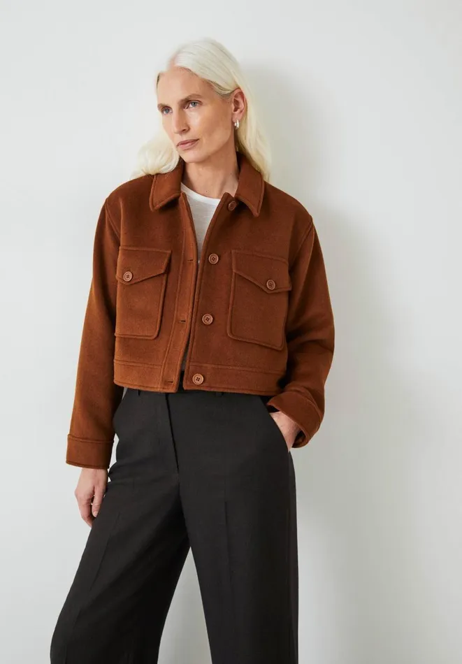 Hush Jackets and Coats Women Taylah Relaxed Cropped Wool Jacket Ginger