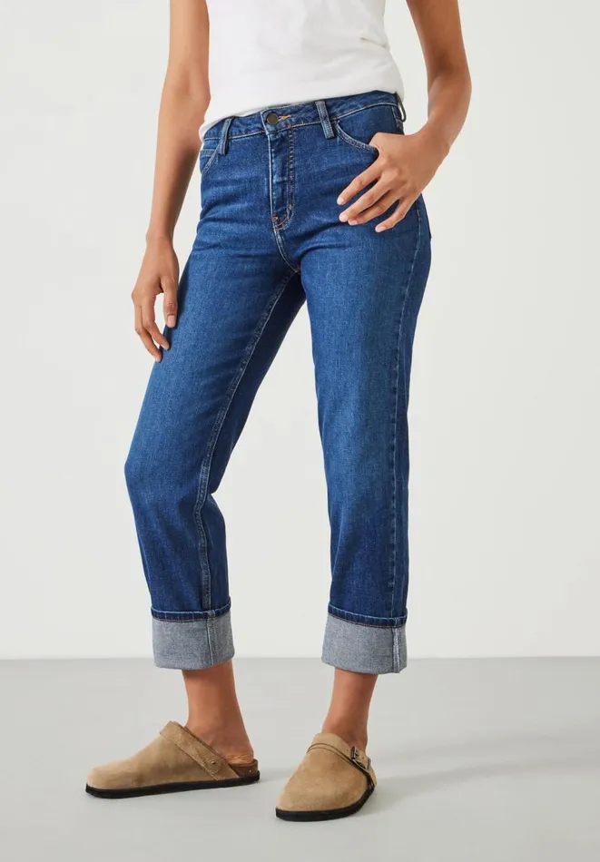 Hush Jeans Women Agnes Straight Jeans Mid Authentic Blue
