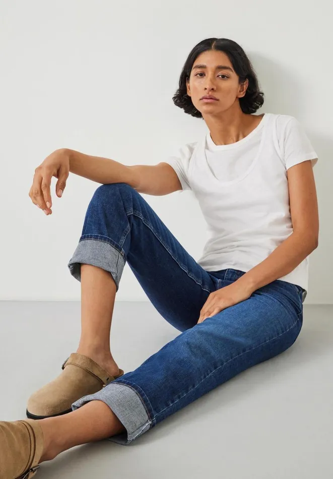 Hush Jeans Women Agnes Straight Jeans Mid Authentic Blue