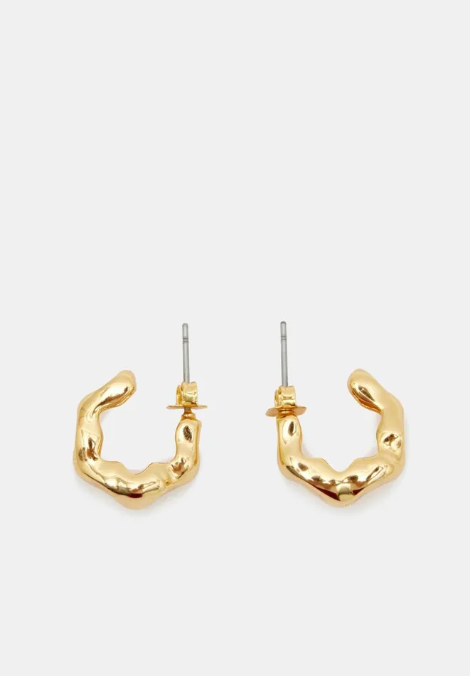 Hush Jewellery Women Wave Huggie Hoop Earrings Gold