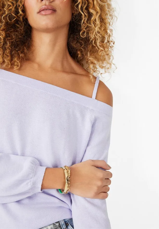 Hush Jumpers and Cardigans Women Angela Off Shoulder Knitted Top Lilac Heather