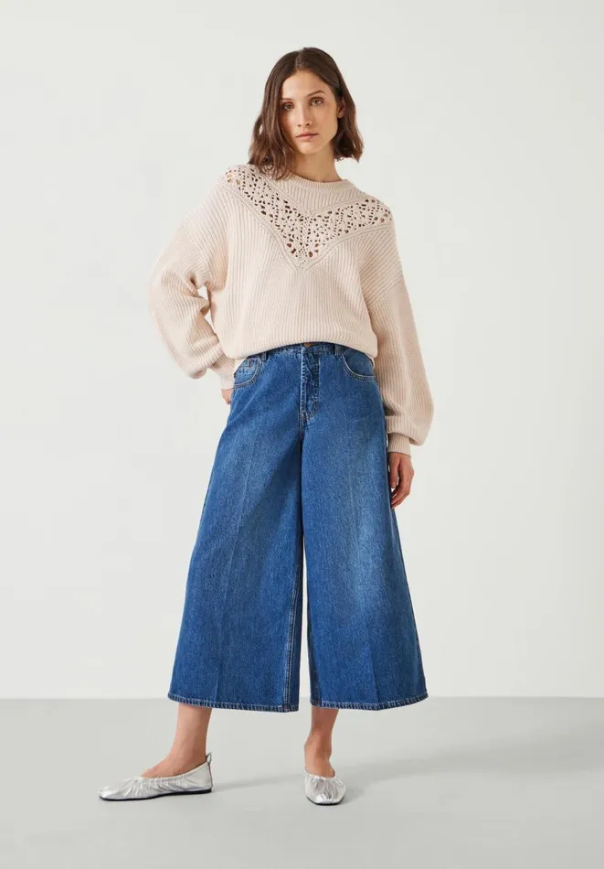 Hush Jumpers and Cardigans Women Louise Lace Insert Cotton Jumper Ivory Hush Jumpers and Cardigans Women Louise Lace Insert Cotton Jumper Ivory