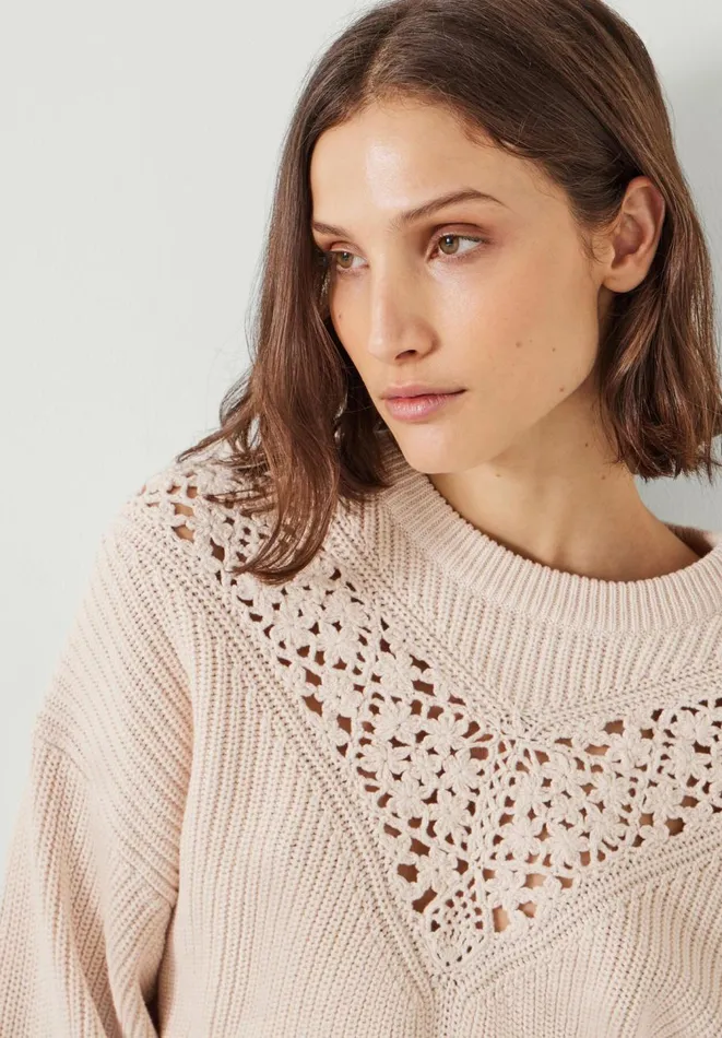 Hush Jumpers and Cardigans Women Louise Lace Insert Cotton Jumper Ivory Hush Jumpers and Cardigans Women Louise Lace Insert Cotton Jumper Ivory