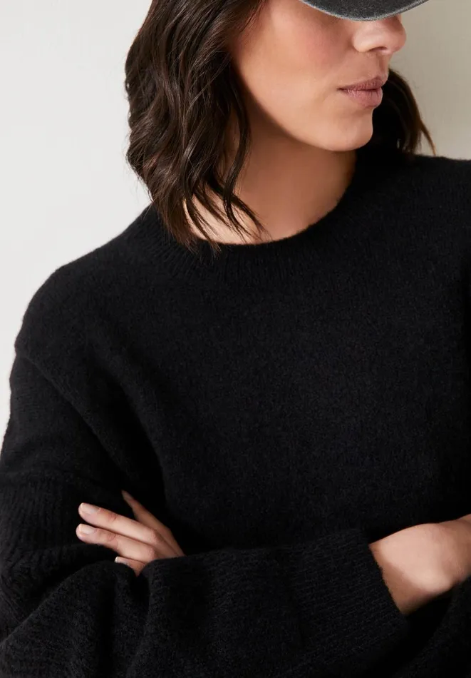 Hush Jumpers and Cardigans Women Maren Crew Neck Wool Blend Jumper Black Hush Jumpers and Cardigans Women Maren Crew Neck Wool Blend Jumper Black