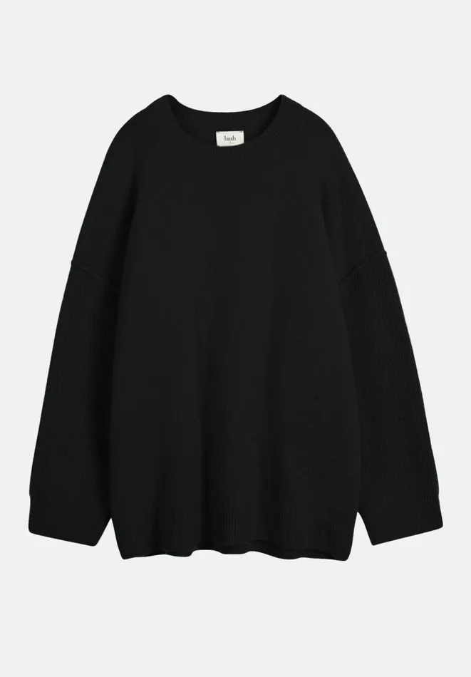 Hush Jumpers and Cardigans Women Maren Crew Neck Wool Blend Jumper Black Hush Jumpers and Cardigans Women Maren Crew Neck Wool Blend Jumper Black