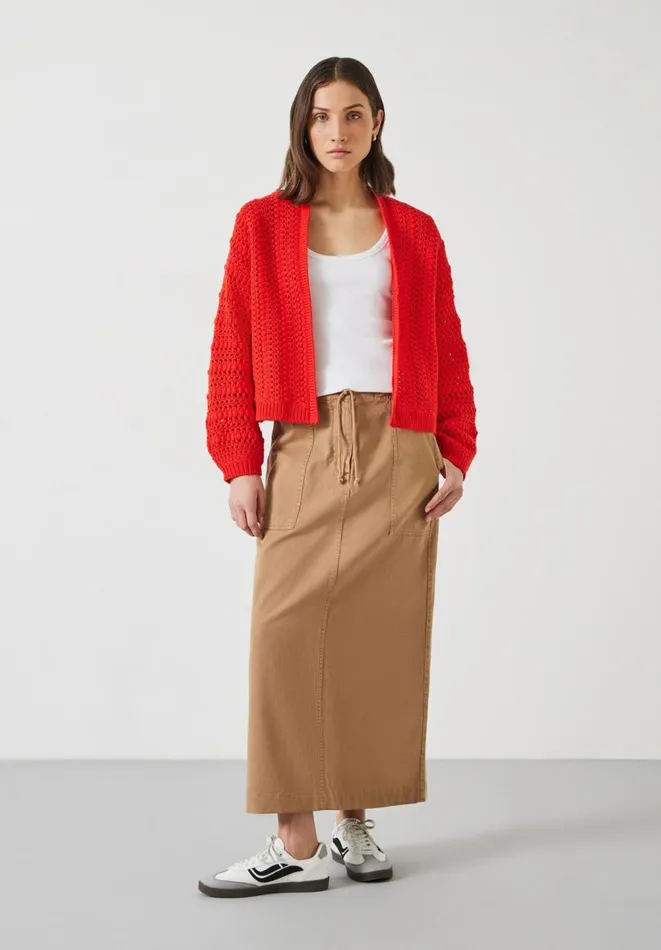 Hush Jumpers and Cardigans Women Pixie Open Knit Cotton Cardigan Fiery Red