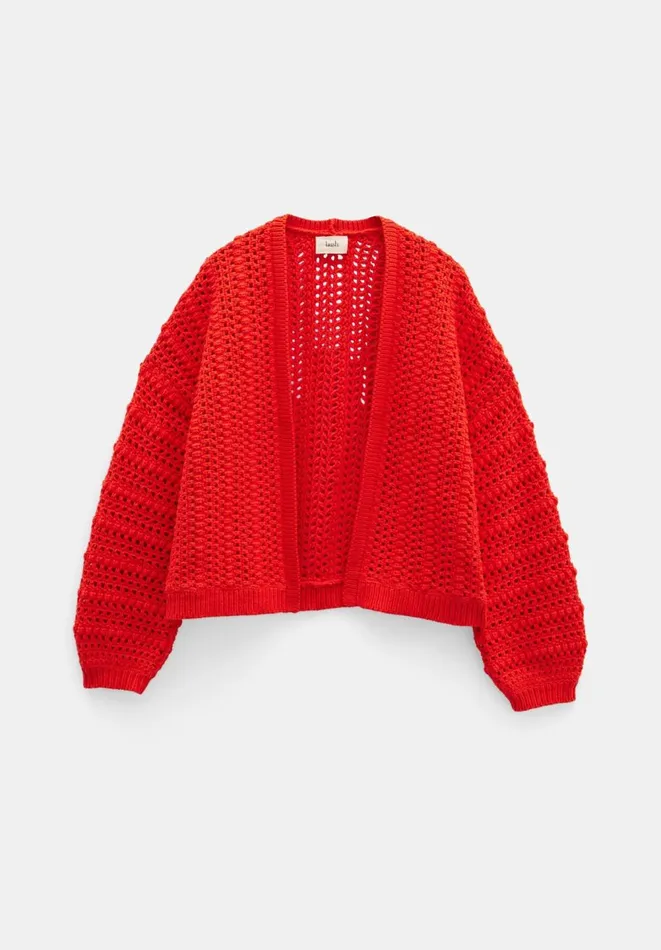 Hush Jumpers and Cardigans Women Pixie Open Knit Cotton Cardigan Fiery Red