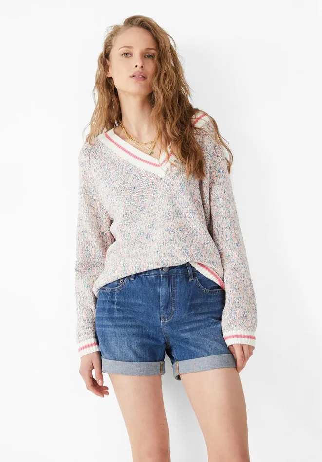 Hush Jumpers and Cardigans Women Zinnia VNeck Jumper Ecru Neon Multi